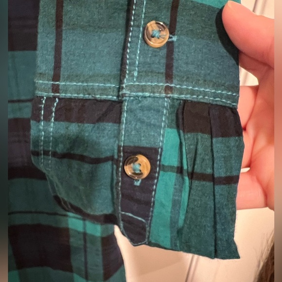 Tommy Bahama Kids Boys Green & Blue Plaid Button Down Shirt in Size Large 10/12 - Picture 13 of 16